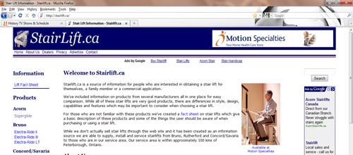 Stairlift.ca Webpage